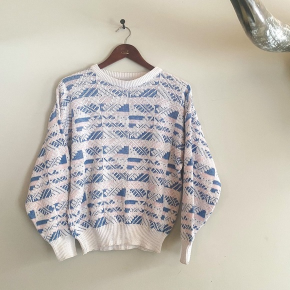 Adorable vintage pastel knit acrylic crewneck sweater - Picture 1 of 4